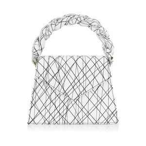 NEW ANIMA IRIS Zaza Grande Printed Leather Top Handle
Bag - Black White